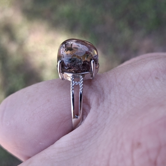 New Phantom Quartz Lodolite Adjustable 925 Silver Ring. - Picture 6 of 8